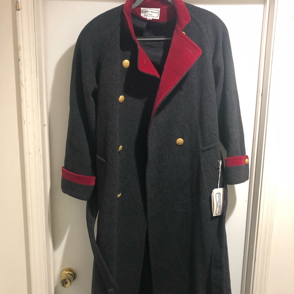 NWT vintage Carolina Herrera wool long trench coat